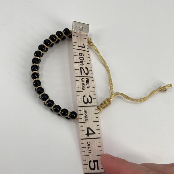 Black stone drawstring bracelet - Picture 3 of 3